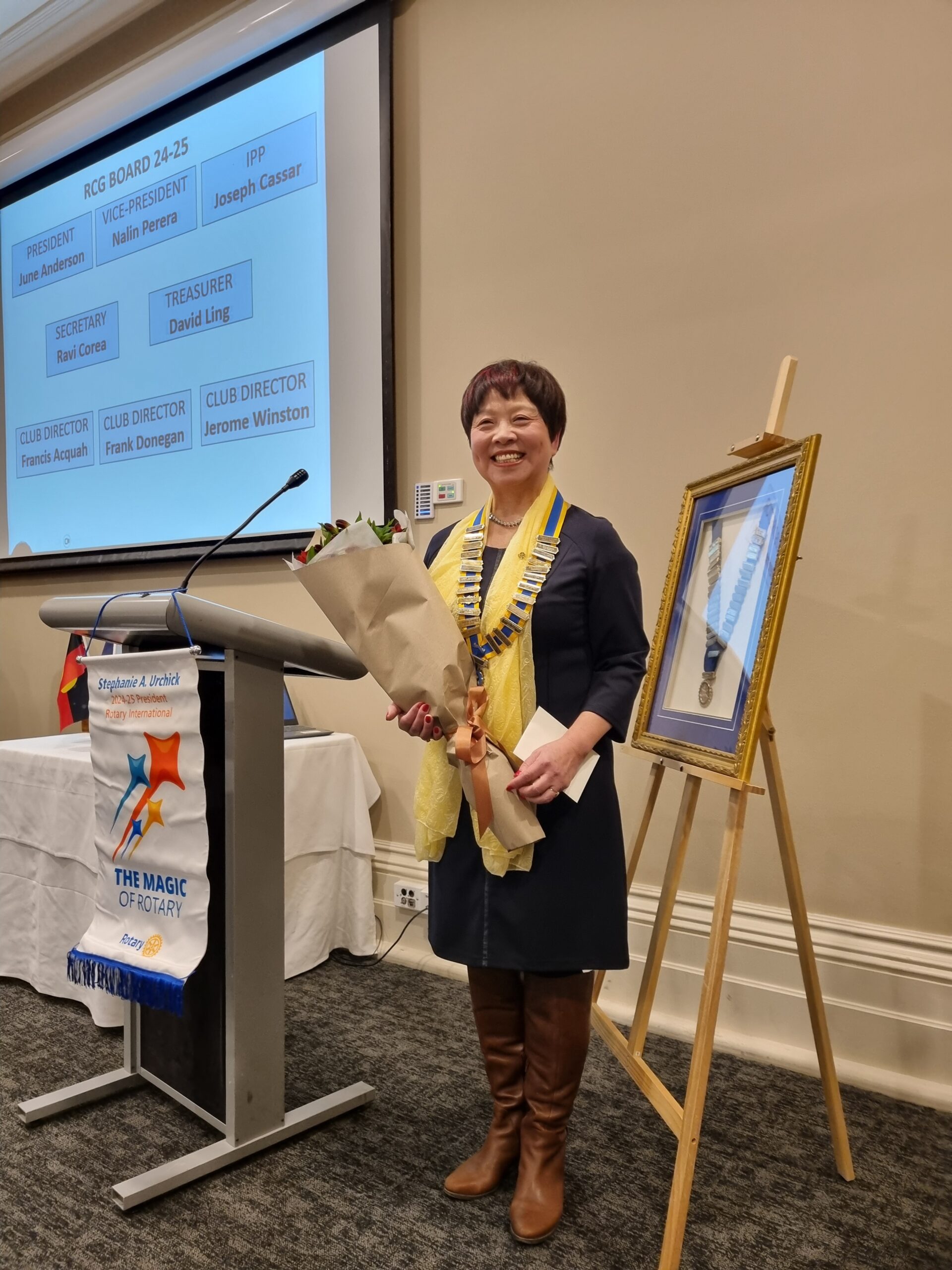 Congratulations to June Anderson (陈东军) on Becoming the President of the Rotary Club of Greensborough